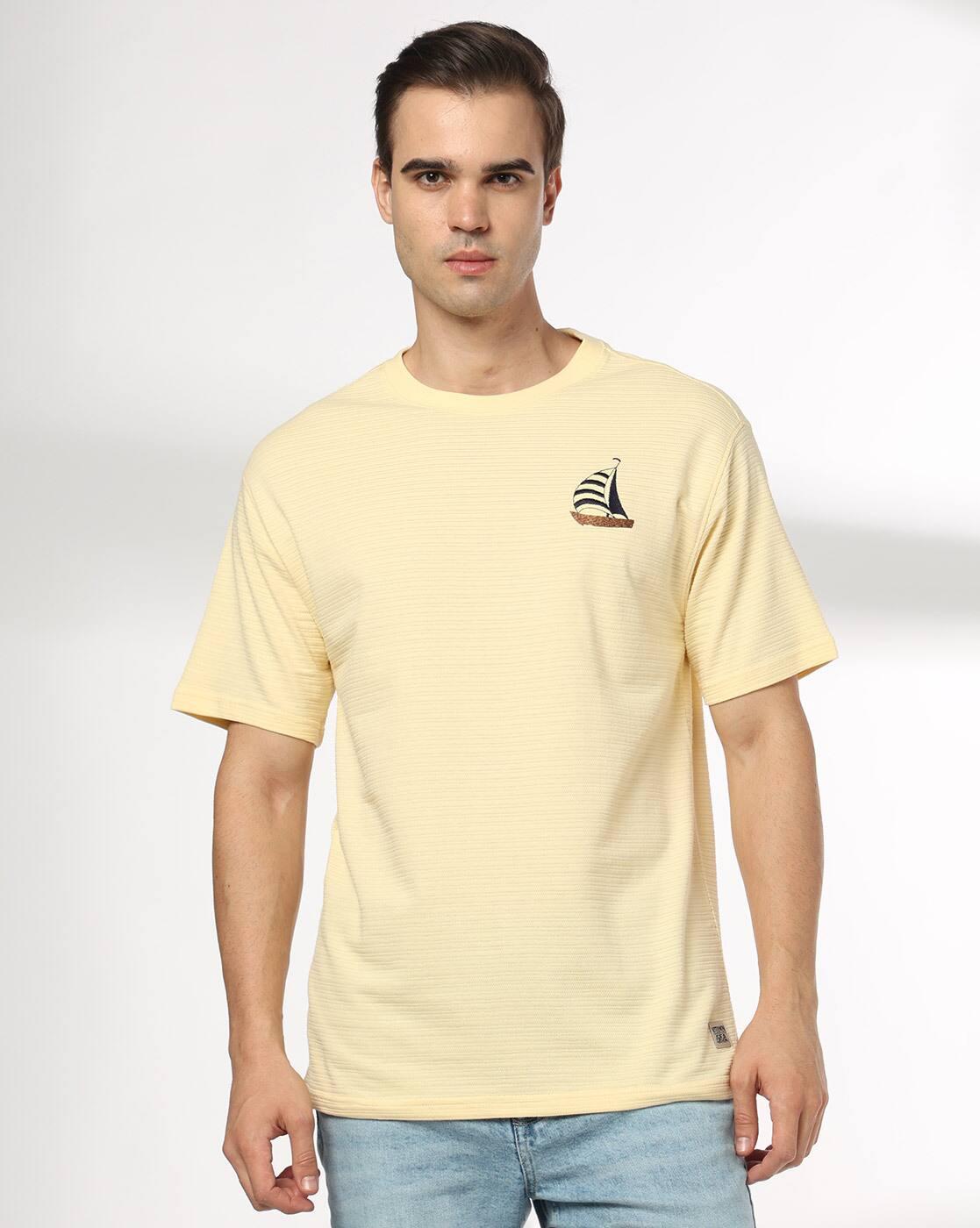 DNMX | Men Striped Relaxed Fit Crew-Neck T-Shirt|3