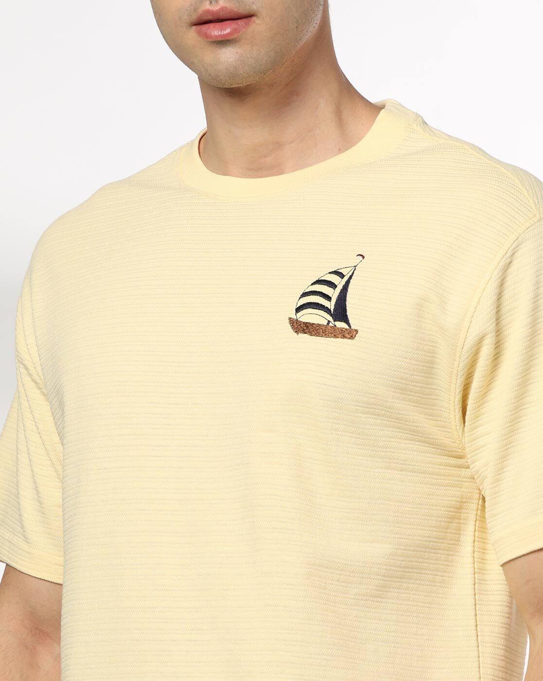 DNMX | Men Striped Relaxed Fit Crew-Neck T-Shirt|4