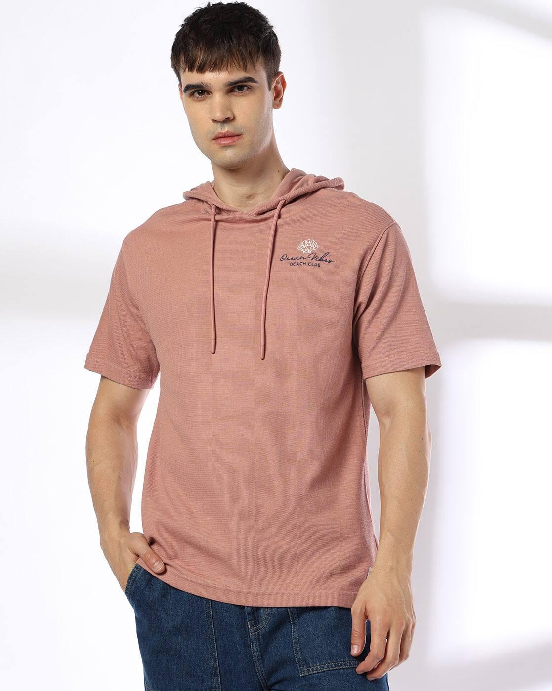 Men Typographic Print Relaxed Fit Hooded T-Shirt