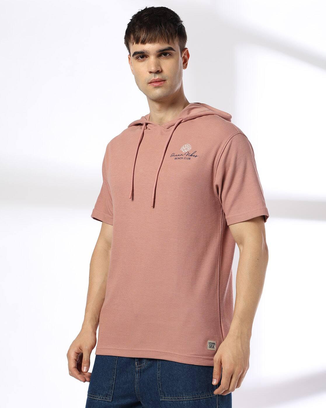 DNMX | Men Typographic Print Relaxed Fit Hooded T-Shirt|1