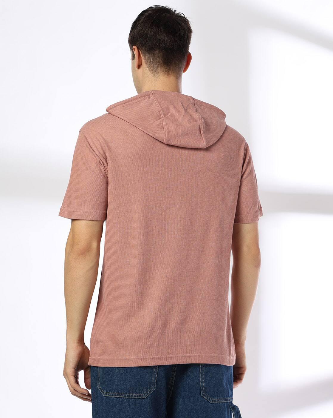 DNMX | Men Typographic Print Relaxed Fit Hooded T-Shirt|2