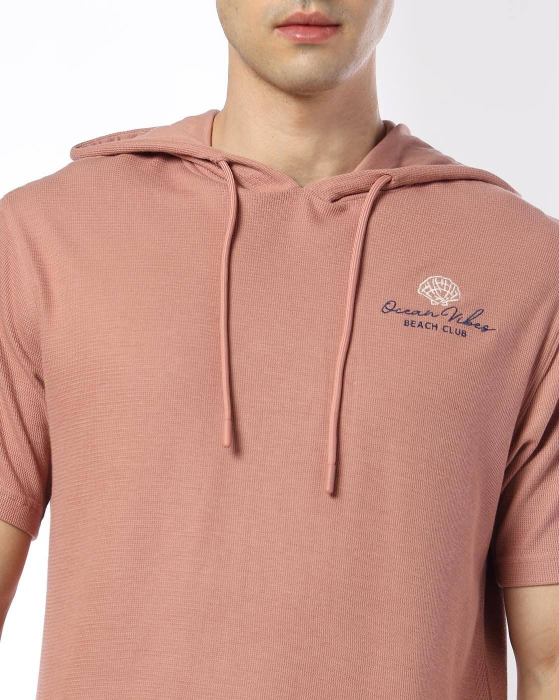 DNMX | Men Typographic Print Relaxed Fit Hooded T-Shirt|3