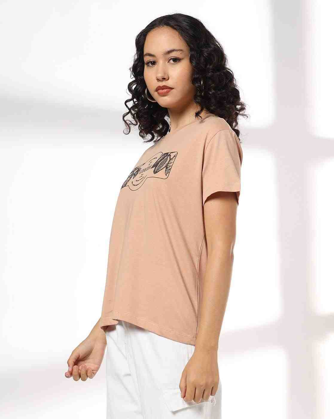 DNMX | Women Printed Loose Fit Crew-Neck T-Shirt|1