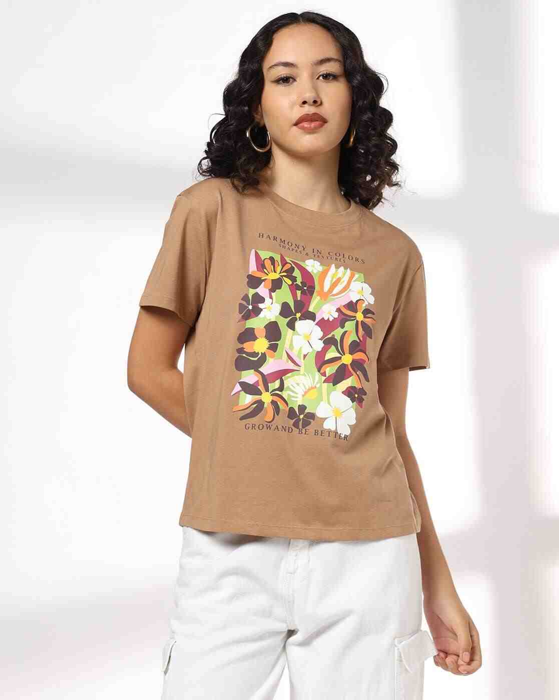 DNMX | Women Printed Loose Fit Crew-Neck T-Shirt|0