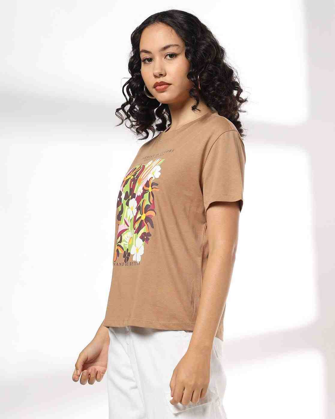 DNMX | Women Printed Loose Fit Crew-Neck T-Shirt|1