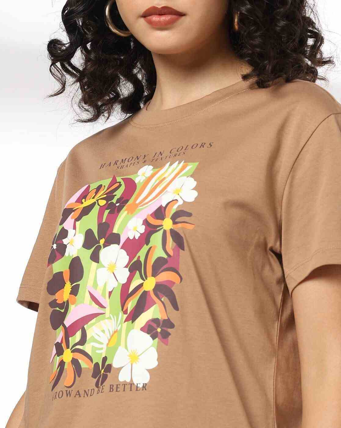 DNMX | Women Printed Loose Fit Crew-Neck T-Shirt|3