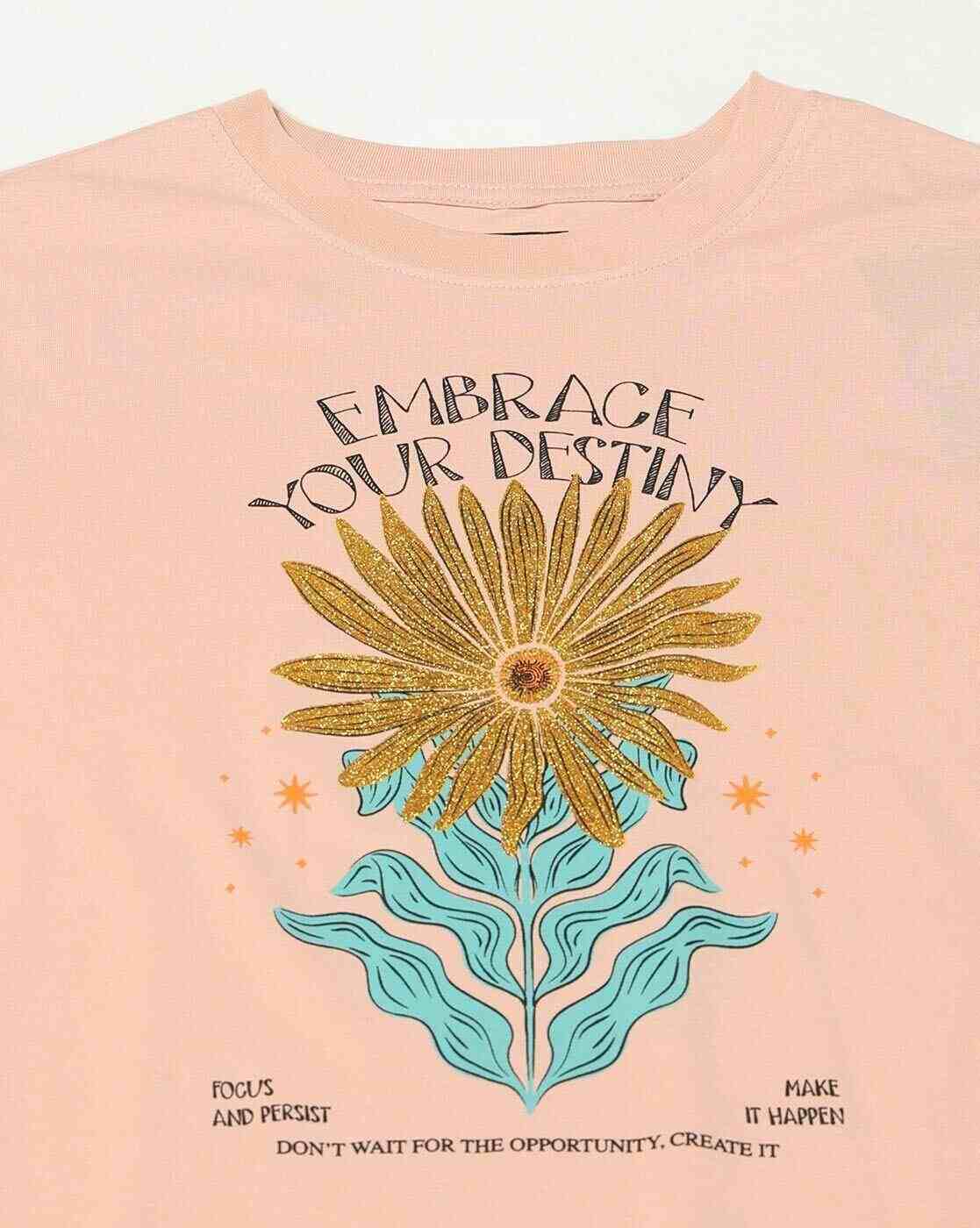 DNMX | Women Floral Print Relaxed Fit Crew-Neck T-Shirt|4