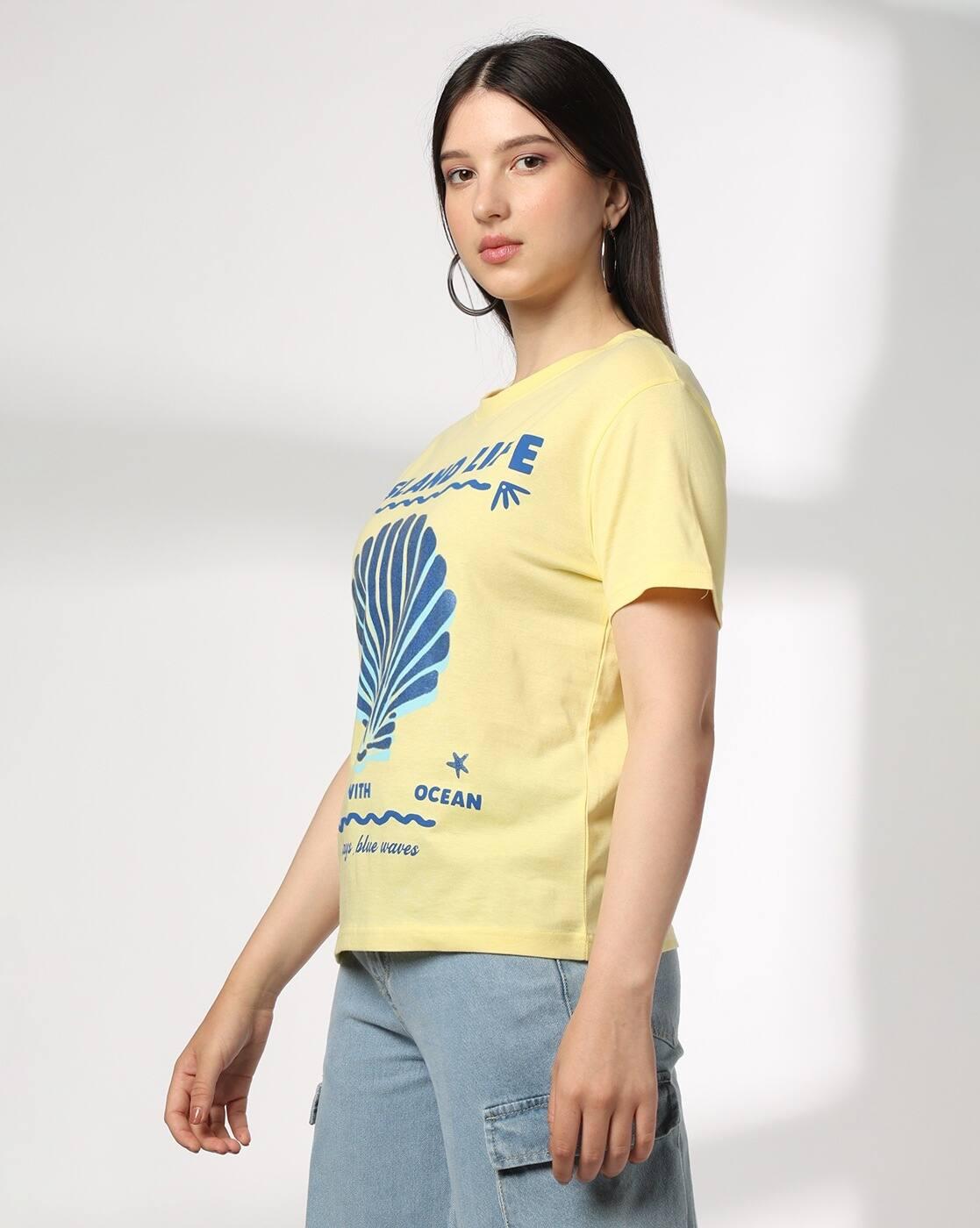 DNMX | Women Graphic Print Boxy Fit Crew-Neck T-Shirt|1