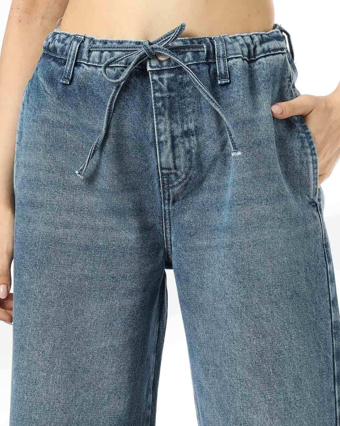 DNMX | Women Mid-Wash Wide Leg Jeans|3