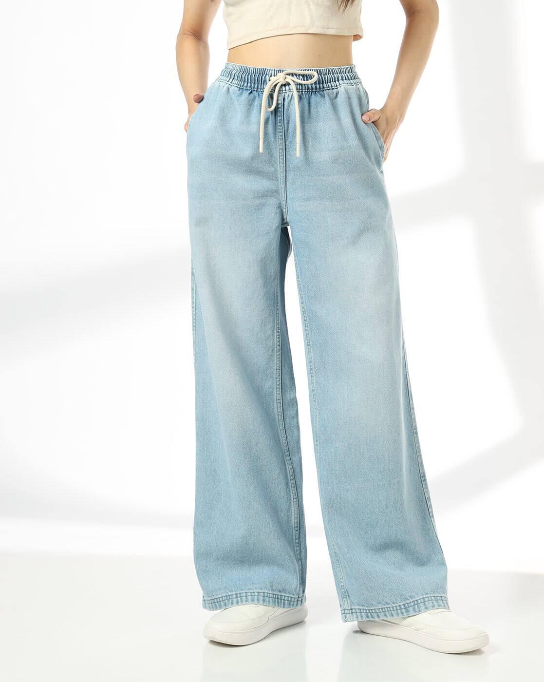 DNMX | Women Light-Wash Wide Leg Jeans|0
