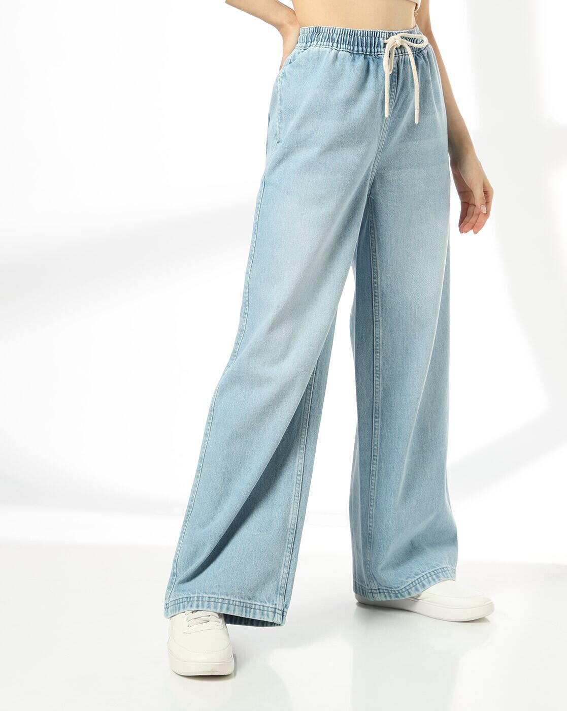 DNMX | Women Light-Wash Wide Leg Jeans|1
