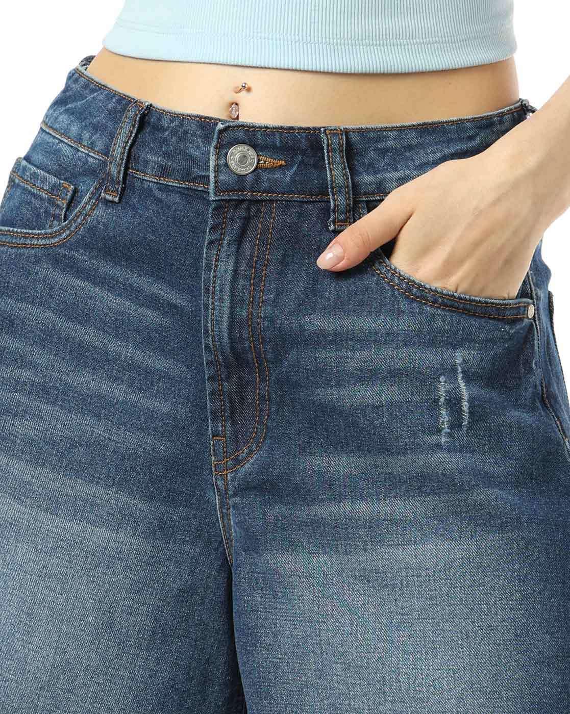 DNMX | Women Mid-Wash Denim Shorts|3