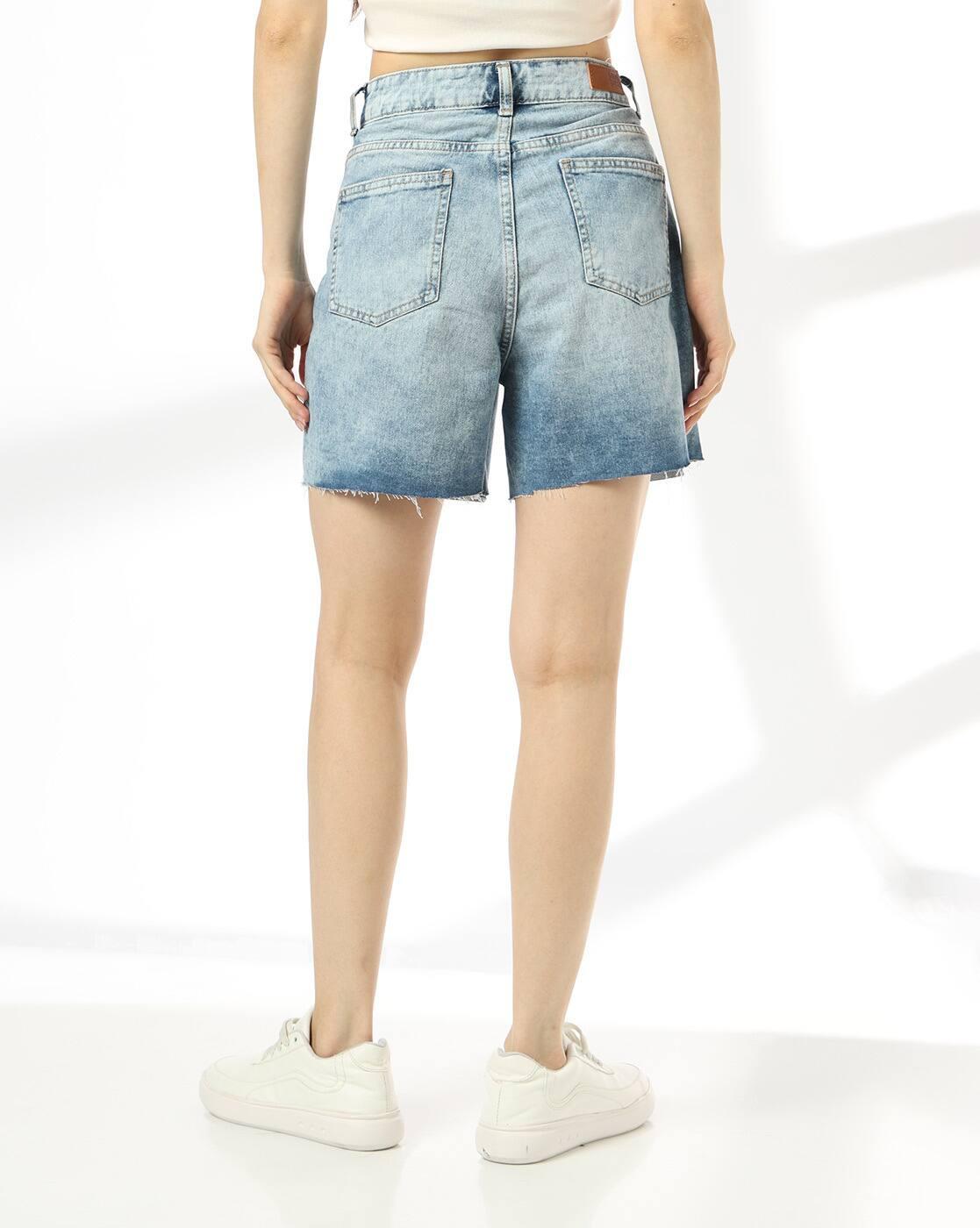 DNMX | Women Mid-Wash Denim Shorts|2