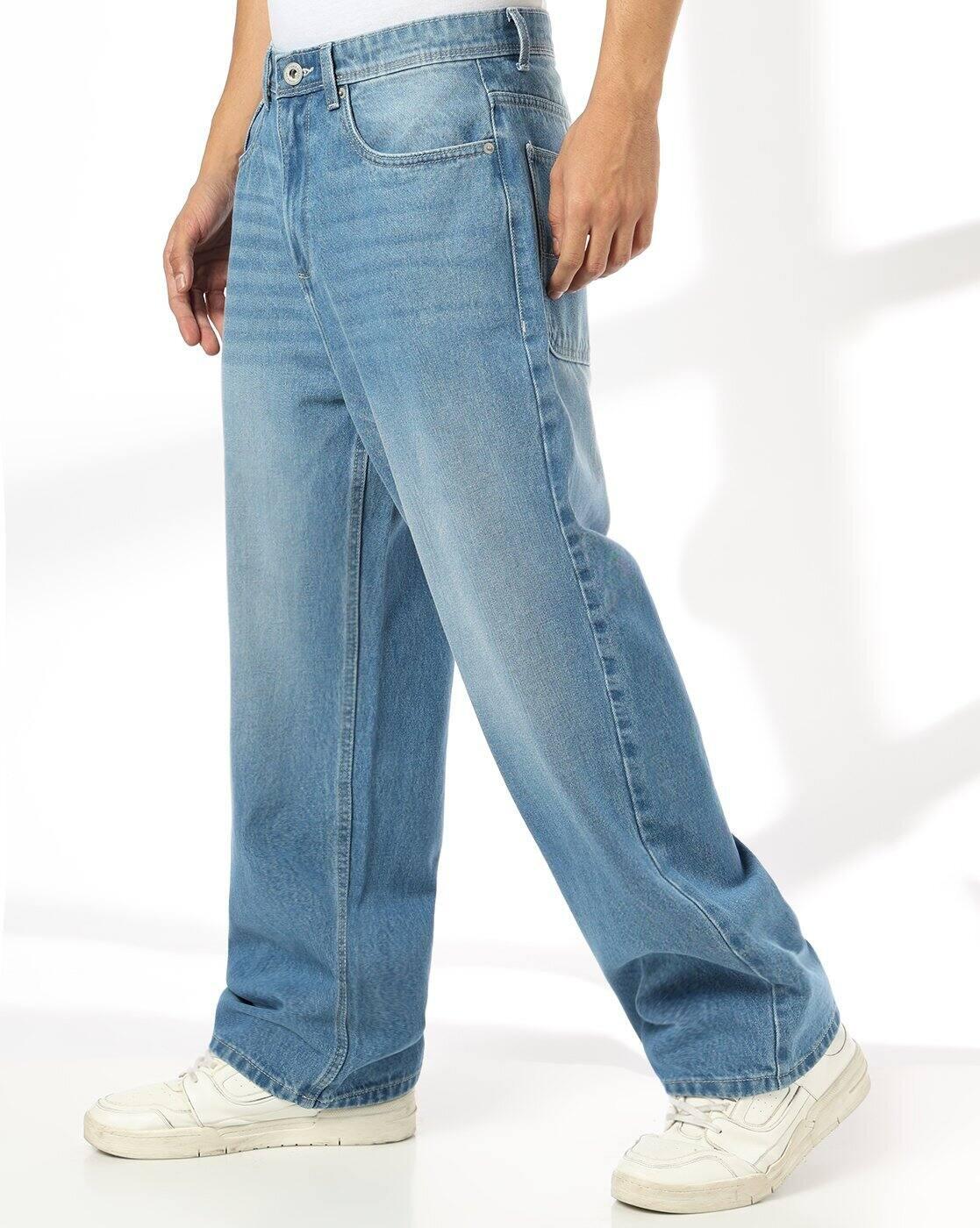 DNMX | Men Mid-Wash Baggy Jeans|1