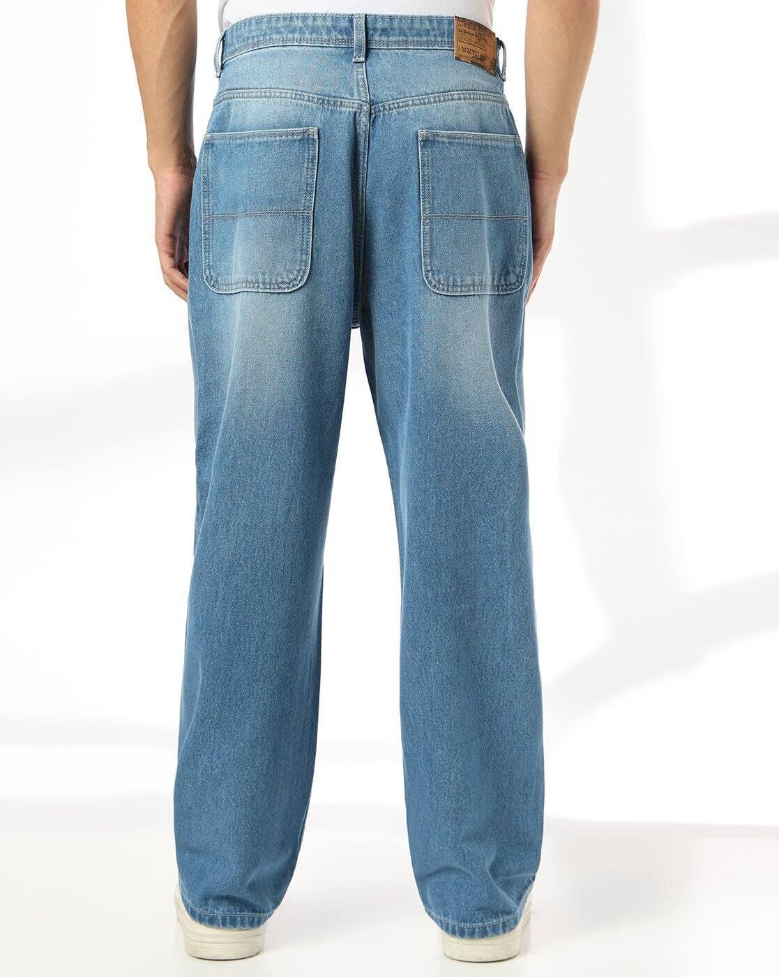 DNMX | Men Mid-Wash Baggy Jeans|2