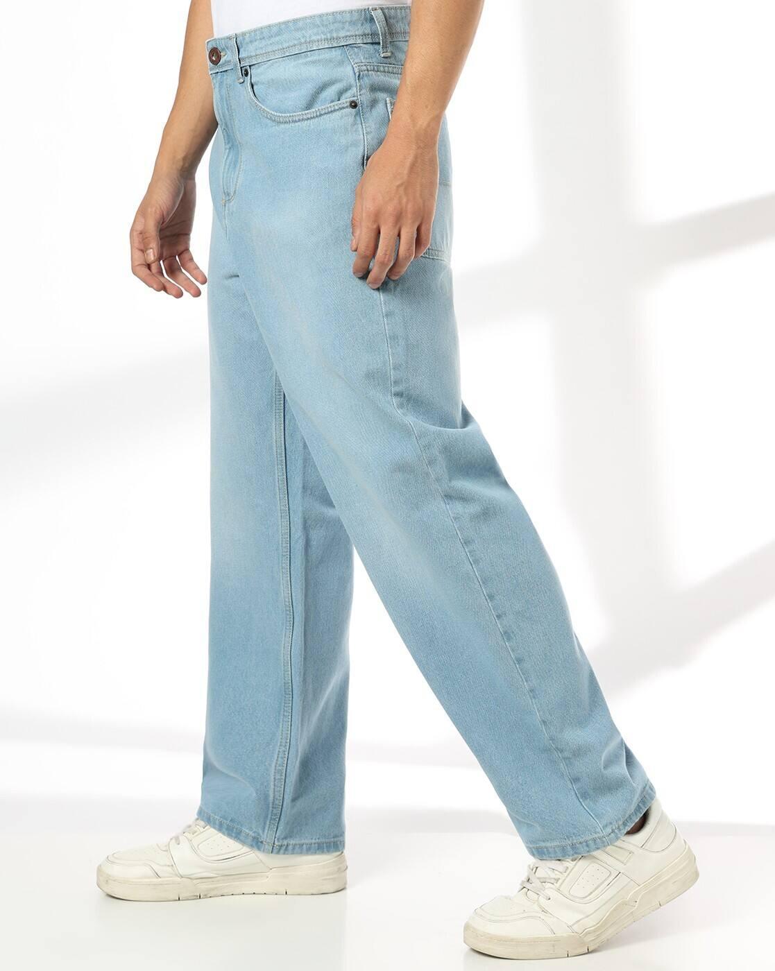 DNMX | Men Mid-Wash Baggy Jeans|1