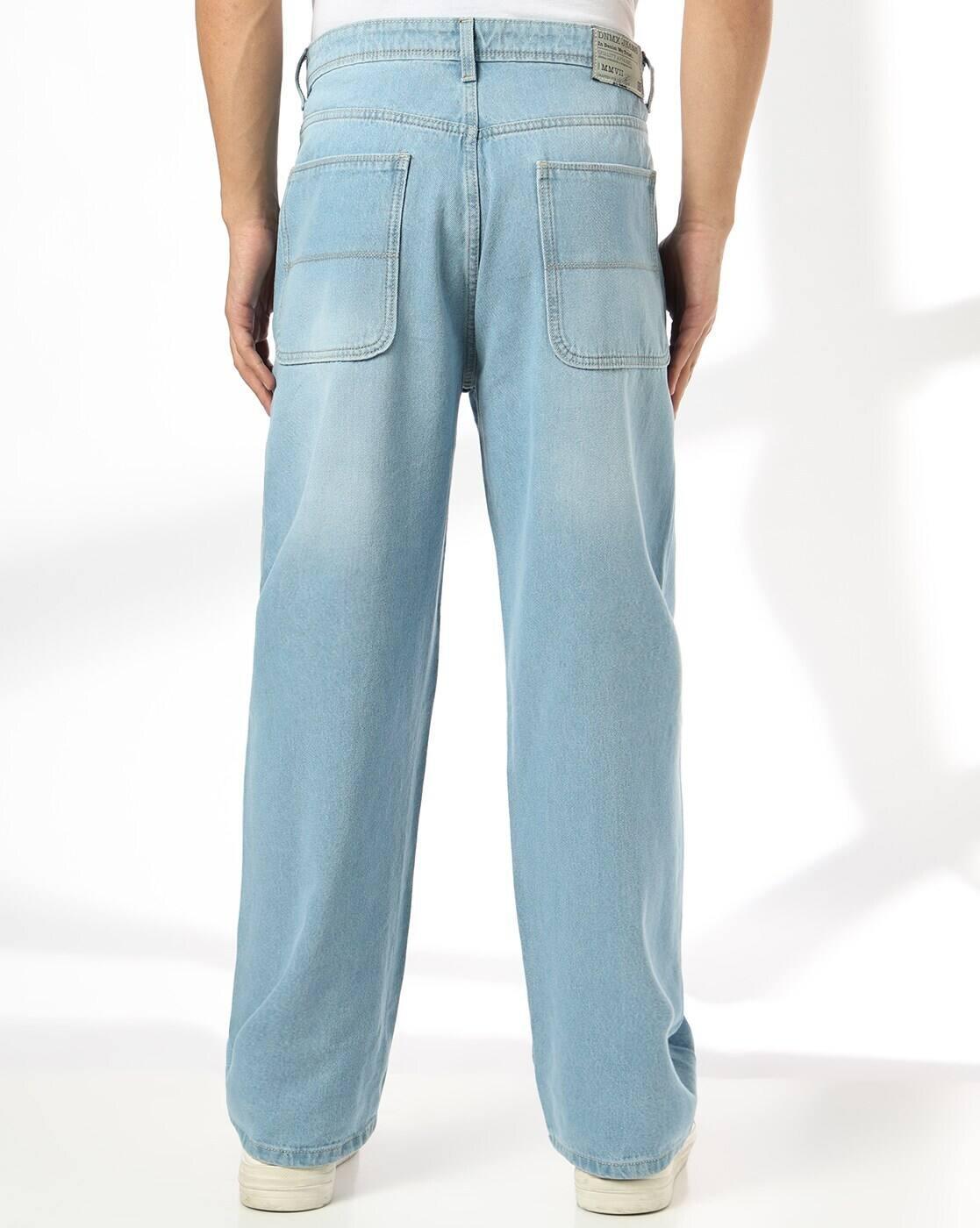 DNMX | Men Mid-Wash Baggy Jeans|2