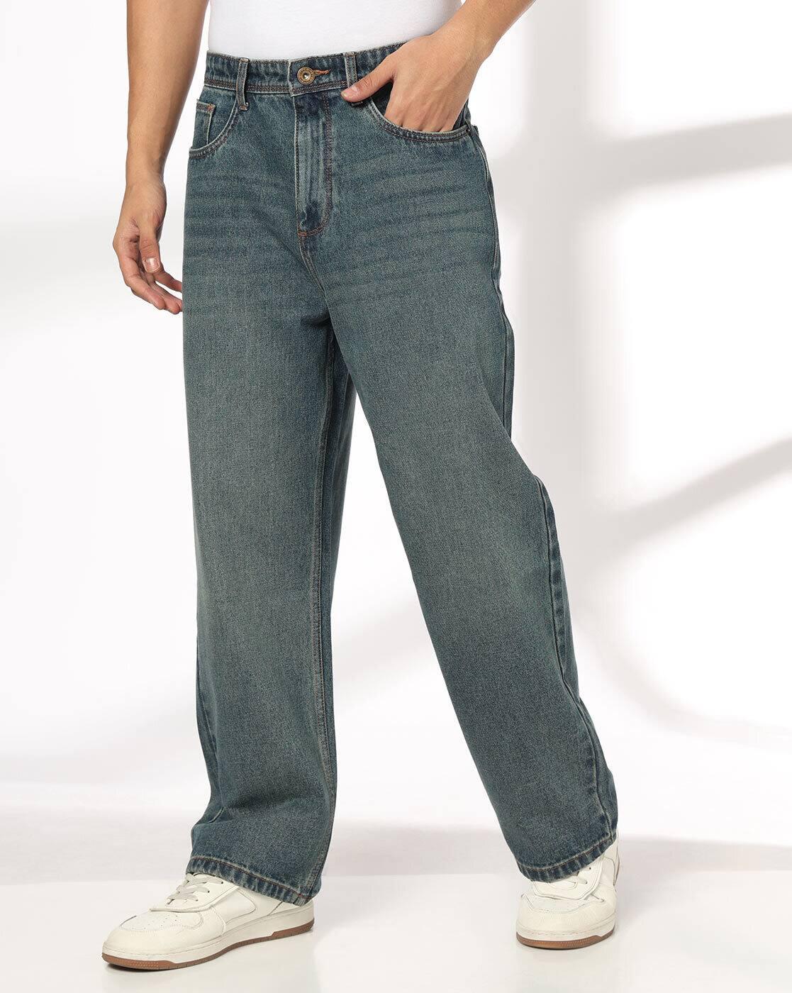 DNMX | Men Lightly Washed Baggy Fit Jeans|0