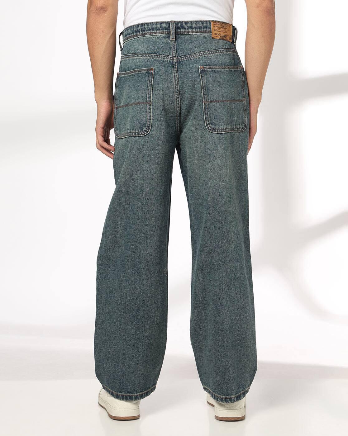 DNMX | Men Lightly Washed Baggy Fit Jeans|2