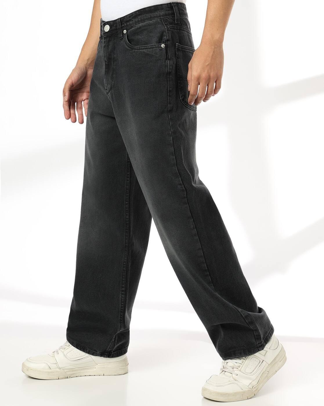 DNMX | Men Mid-Wash Baggy Jeans|1