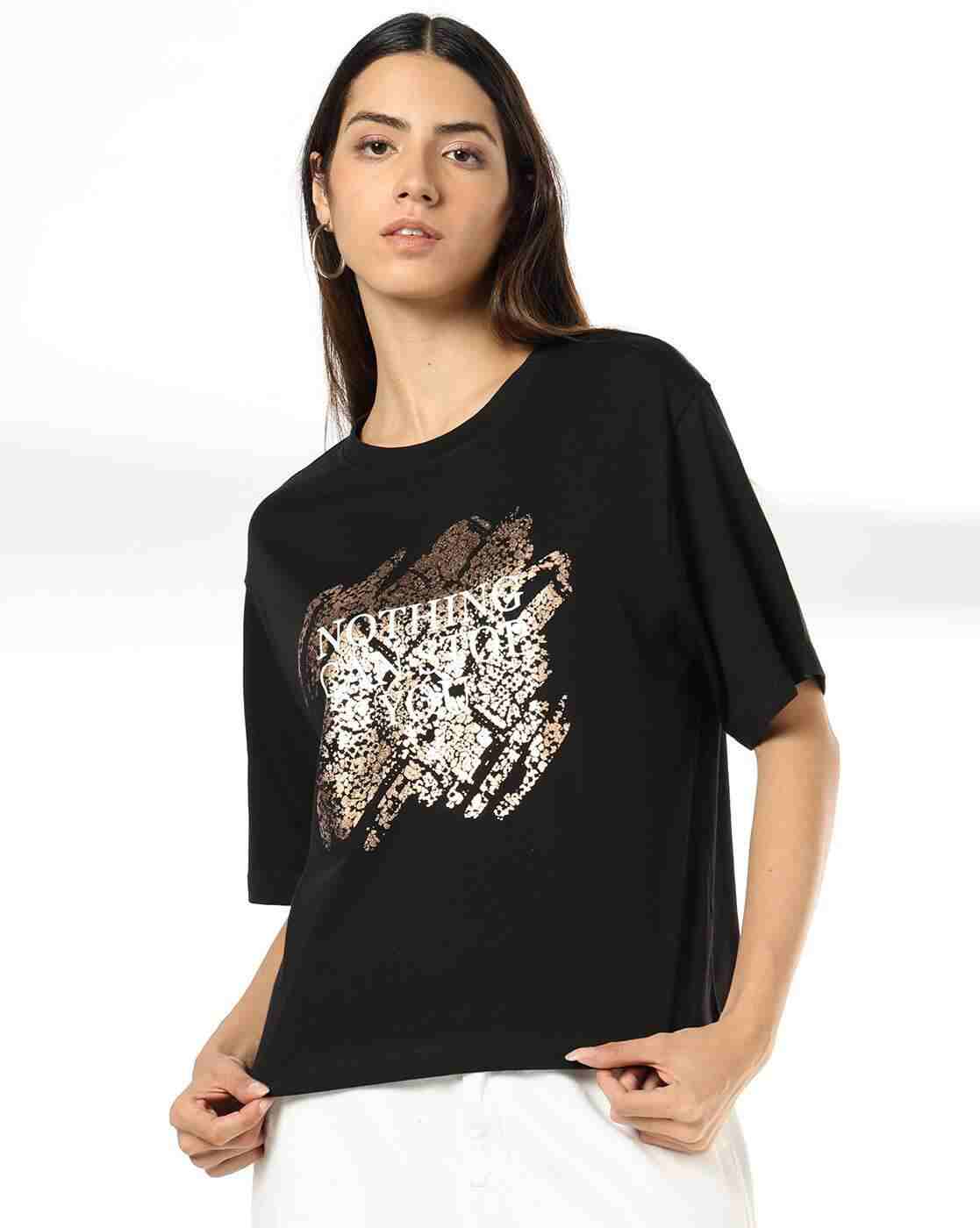 DNMX | Women Printed Boxy Fit Crew-Neck T-Shirt|0