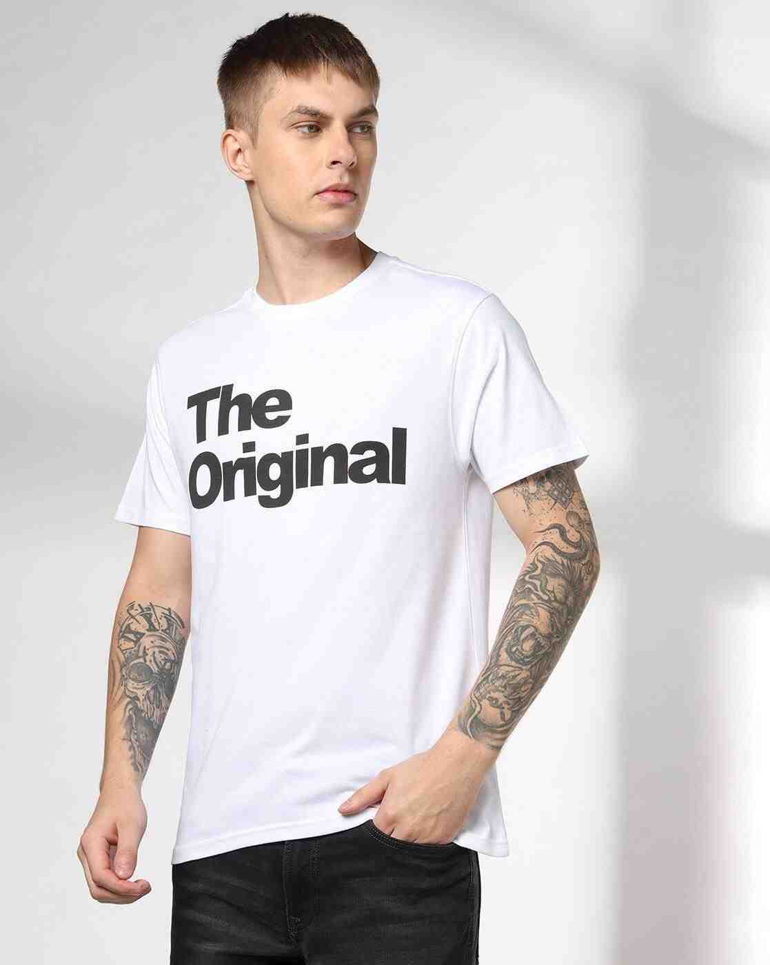 DNMX | Men Typographic Print Regular Fit Crew-Neck T-Shirt|0