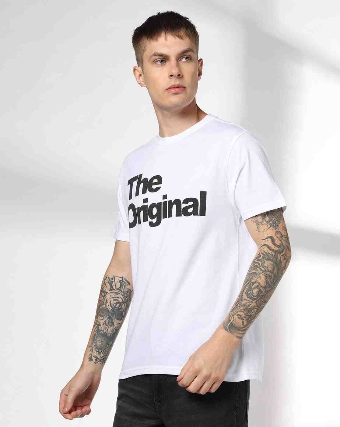 DNMX | Men Typographic Print Regular Fit Crew-Neck T-Shirt|1