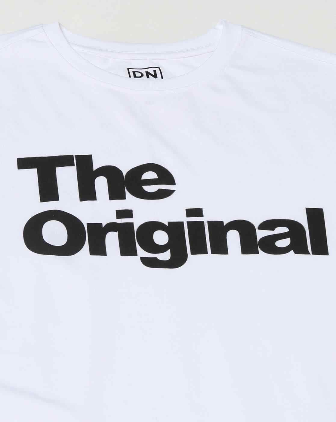 DNMX | Men Typographic Print Regular Fit Crew-Neck T-Shirt|4