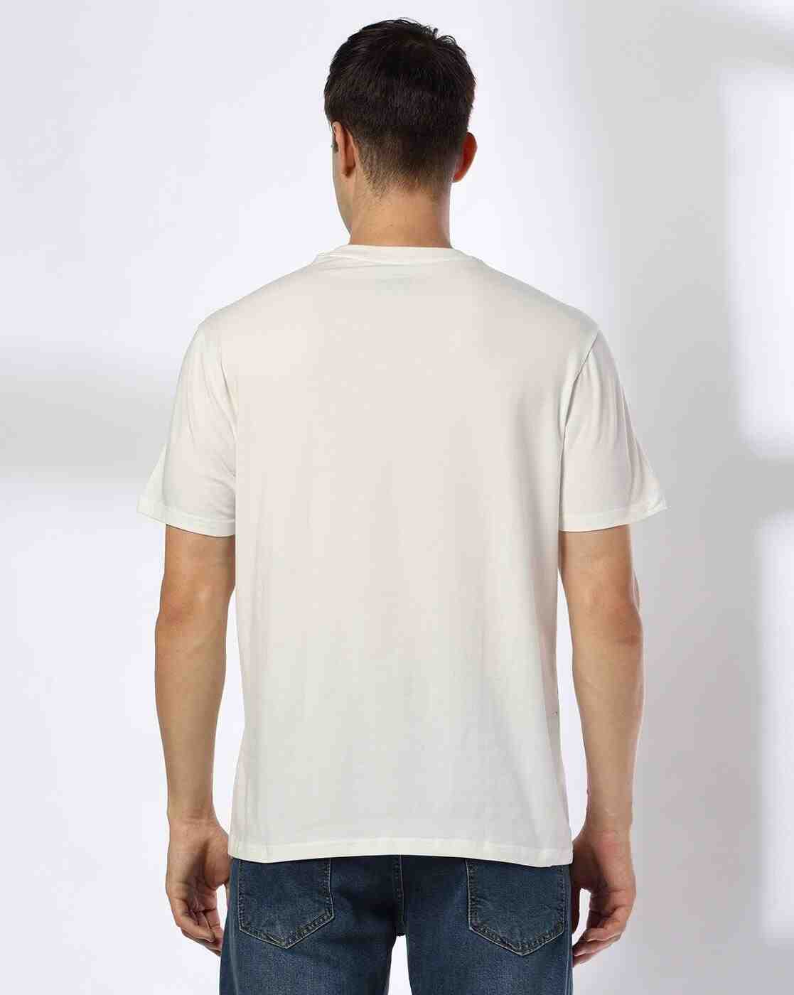 DNMX | Men Typographic Print Regular Fit Crew-Neck T-Shirt|2
