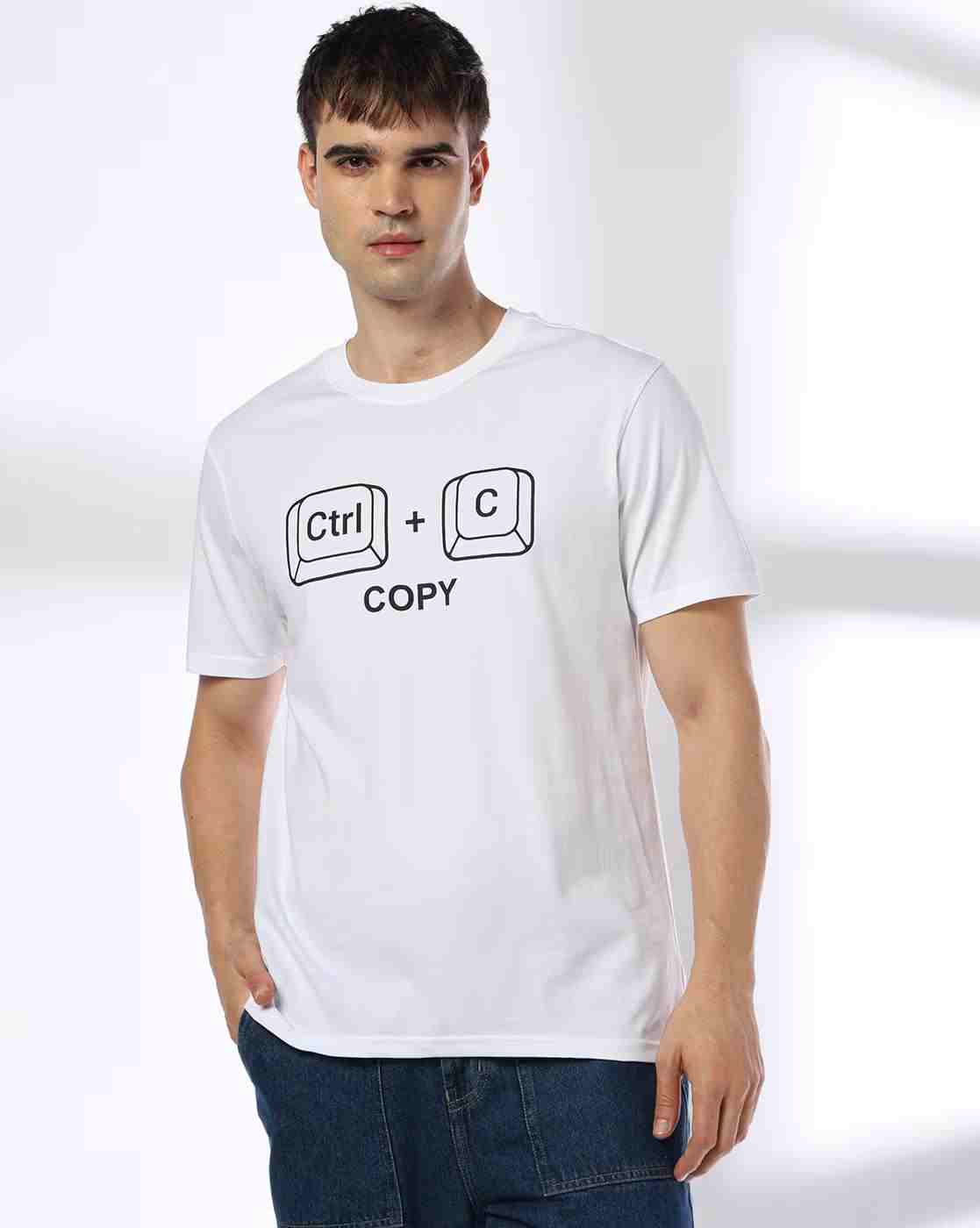 DNMX | Men Typographic Print Regular Fit Crew-Neck T-Shirt|0