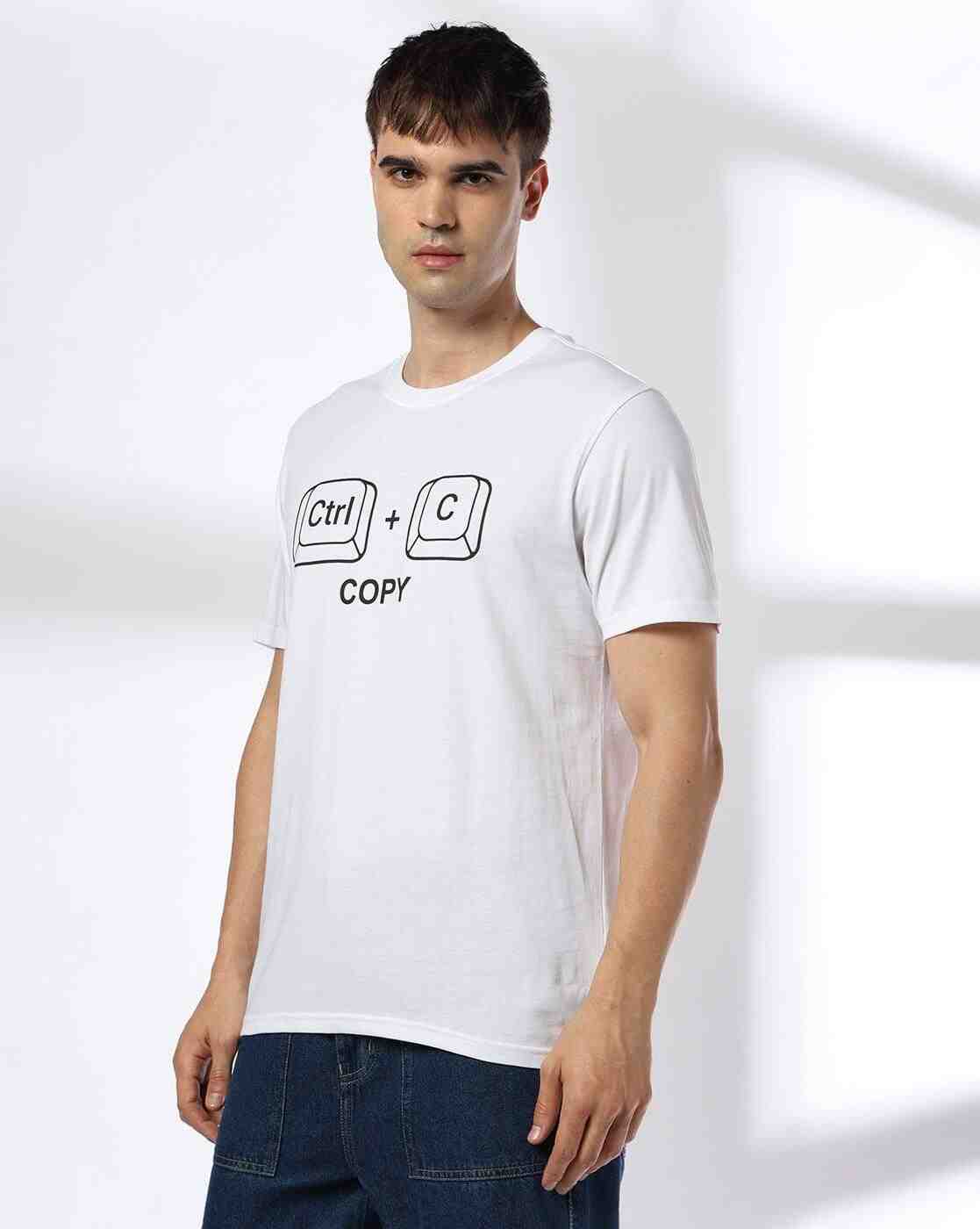 DNMX | Men Typographic Print Regular Fit Crew-Neck T-Shirt|1