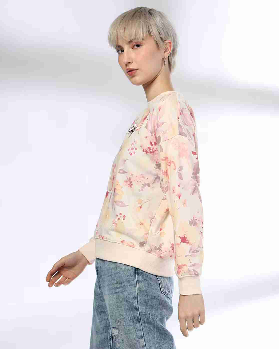 DNMX | Women Floral Print Relaxed Fit Sweatshirt|1