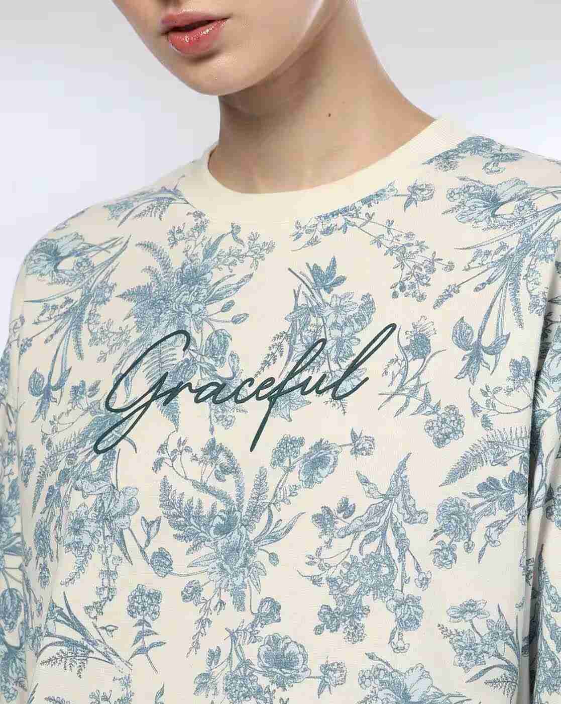 DNMX | Women Floral Print Relaxed Fit Sweatshirt|4