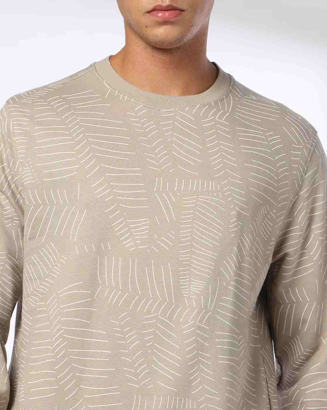 DNMX | Men Leaf Print Regular Fit Sweatshirt|3