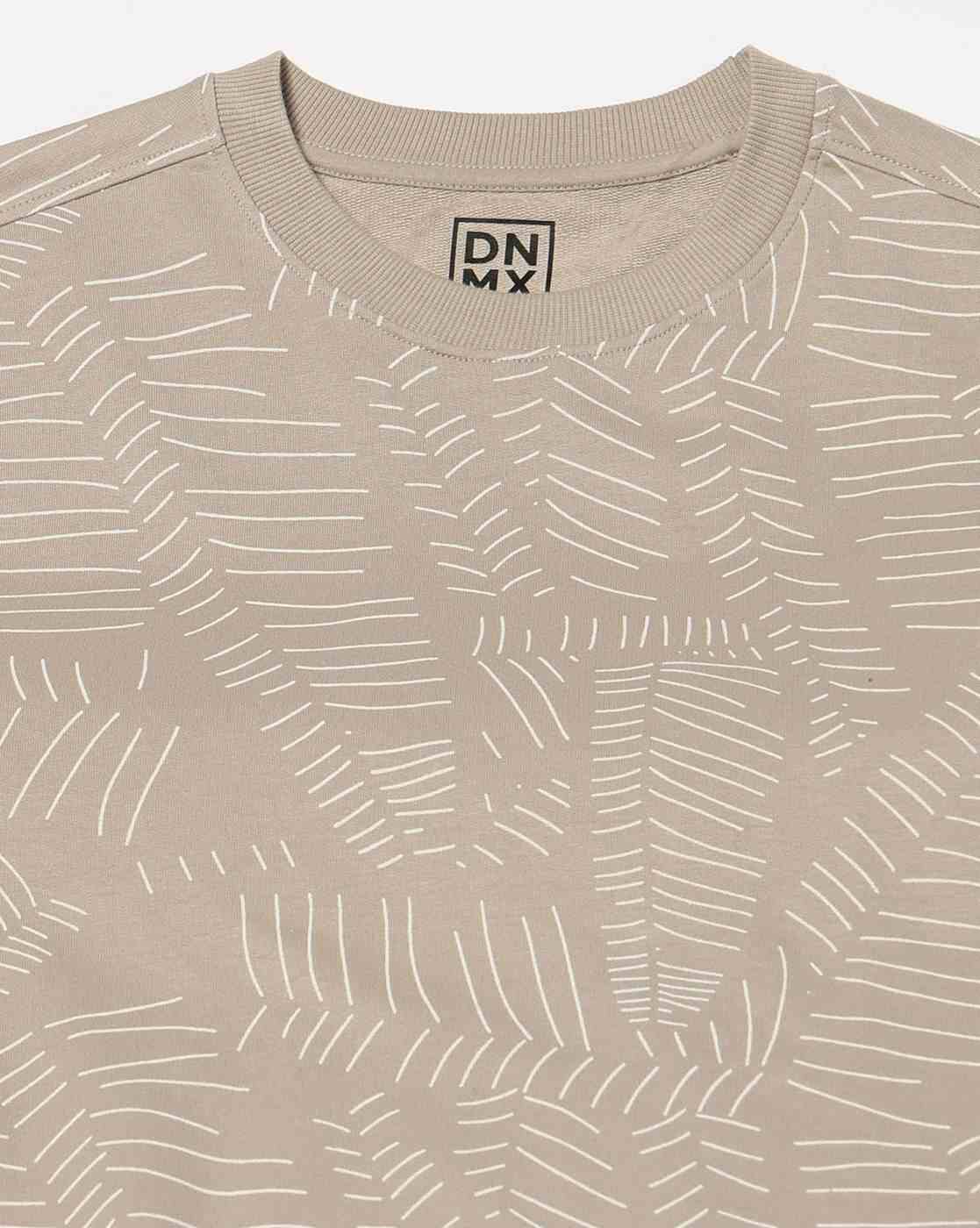 DNMX | Men Leaf Print Regular Fit Sweatshirt|4