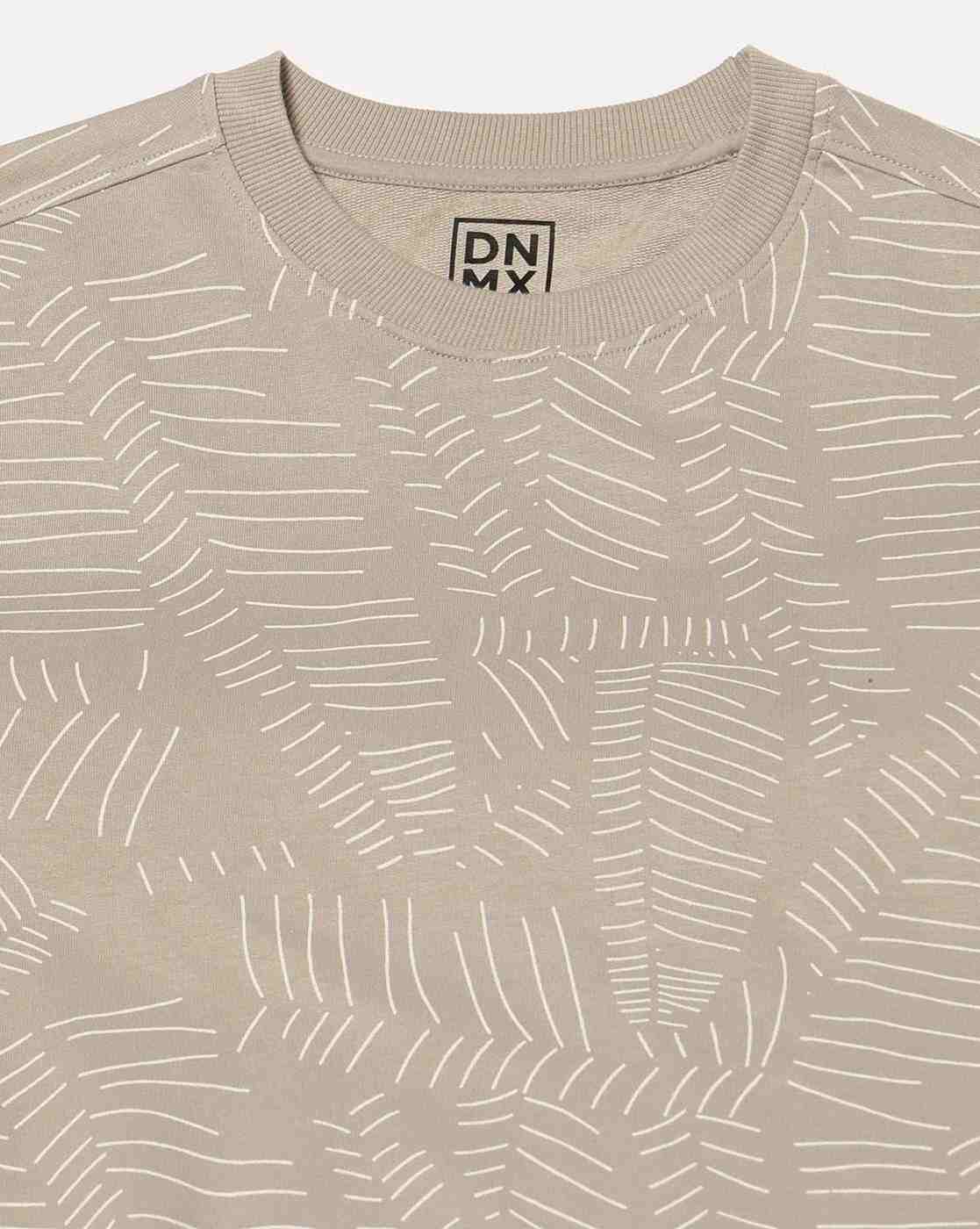 DNMX | Men Leaf Print Regular Fit Sweatshirt|4