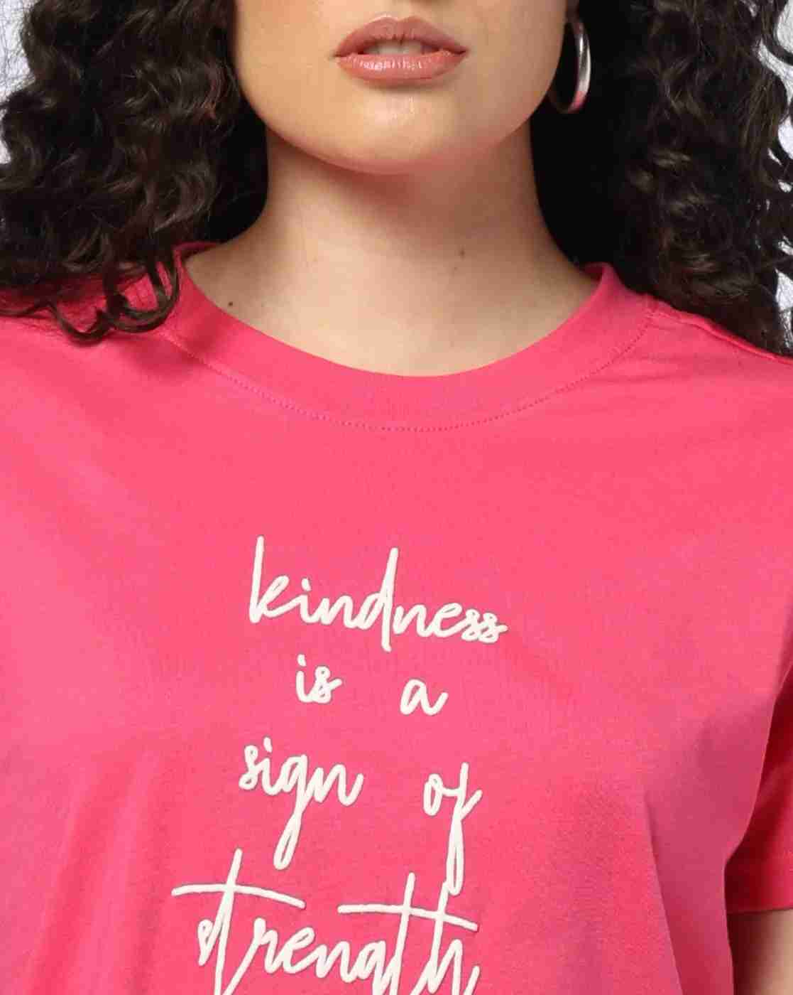 DNMX | Women Typographic Print Slim Boxy Fit Crew-Neck T-Shirt|4