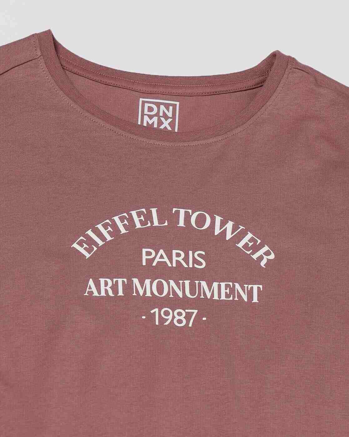 DNMX | Women Typographic Print Regular Fit Round-Neck T-Shirt|5