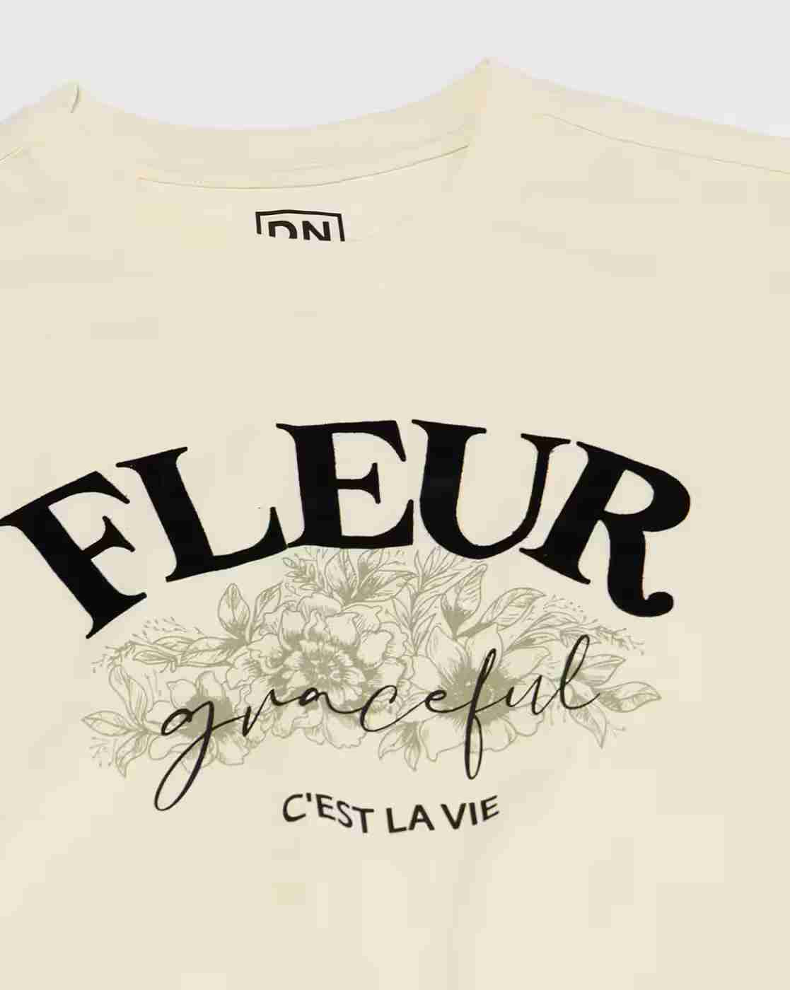 DNMX | Women Typographic Print Regular Boxy Fit Crew-Neck T-Shirt|5