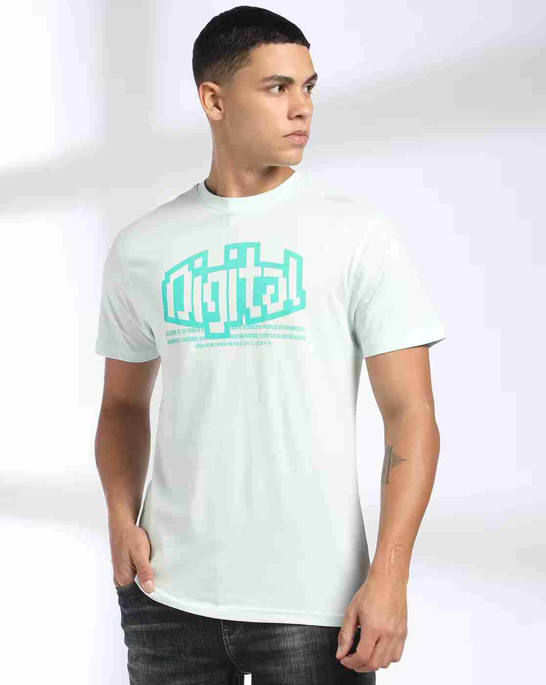 DNMX | Men Graphic Print Regular Fit Crew-Neck T-Shirt|0