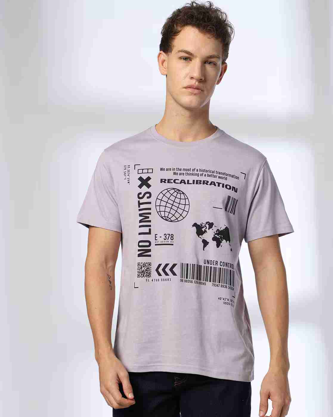 DNMX | Men Graphic Print Regular Fit Crew-Neck T-Shirt|0