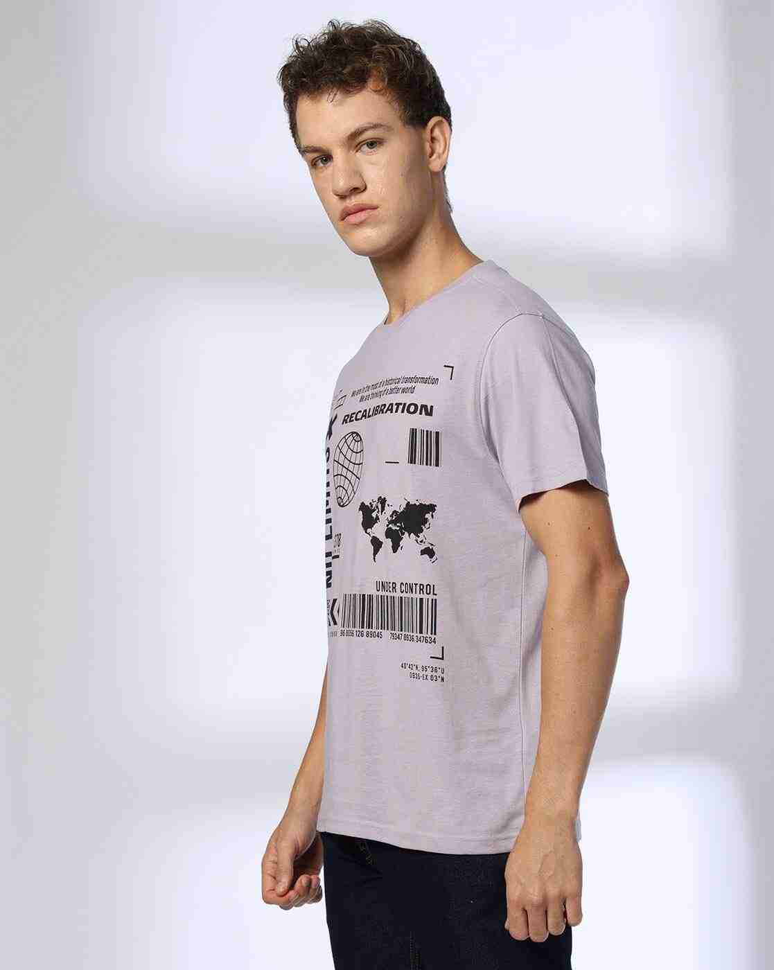 DNMX | Men Graphic Print Regular Fit Crew-Neck T-Shirt|1