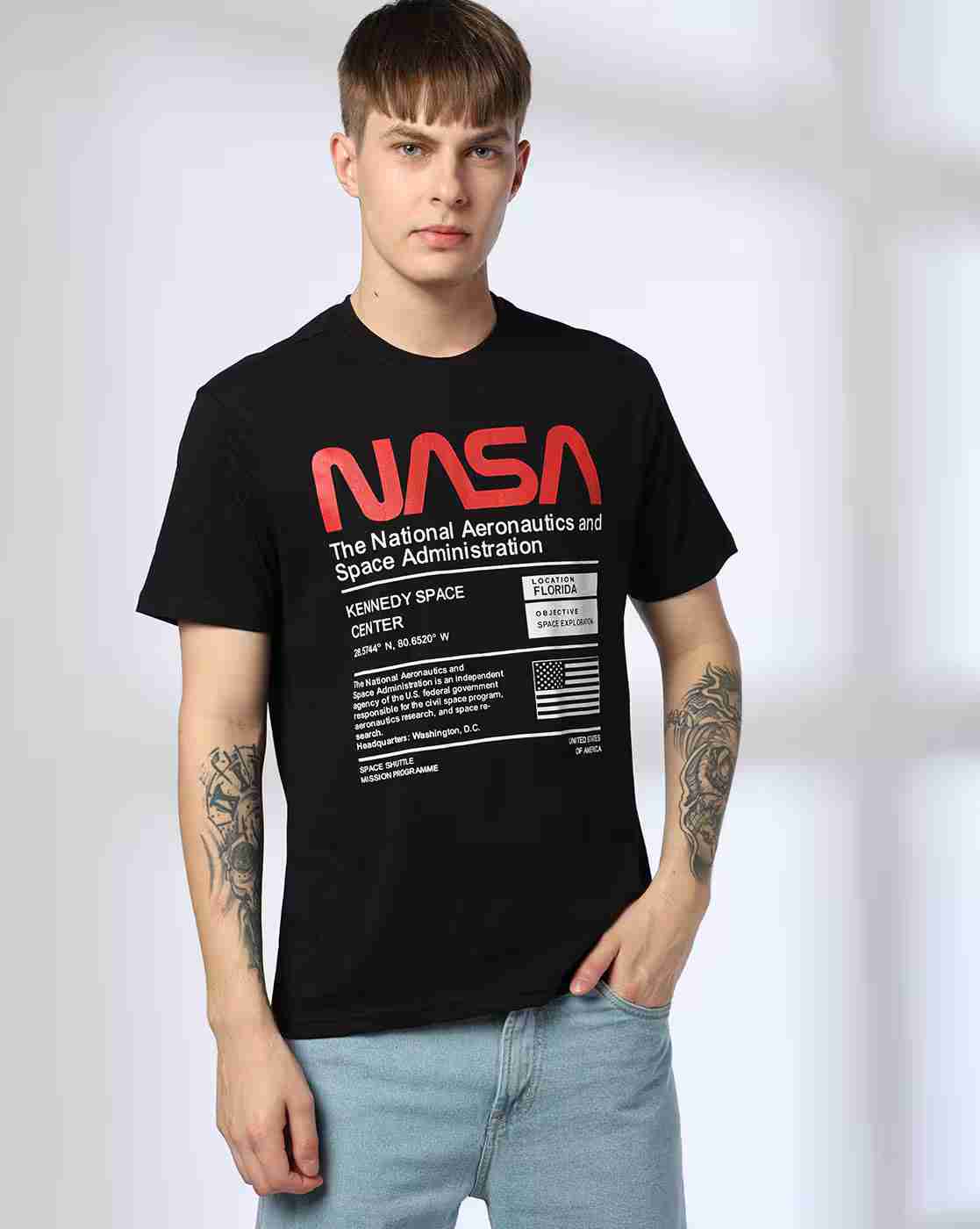 DNMX | Men Printed Regular Fit Crew-Neck T-Shirt|0