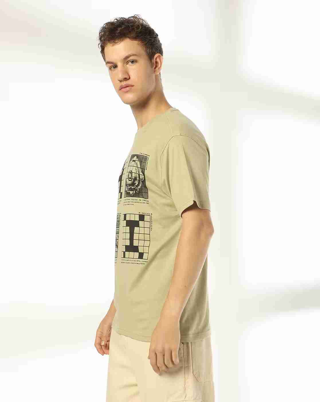 DNMX | Men Graphic Print Regular Fit Crew-Neck T-Shirt|1