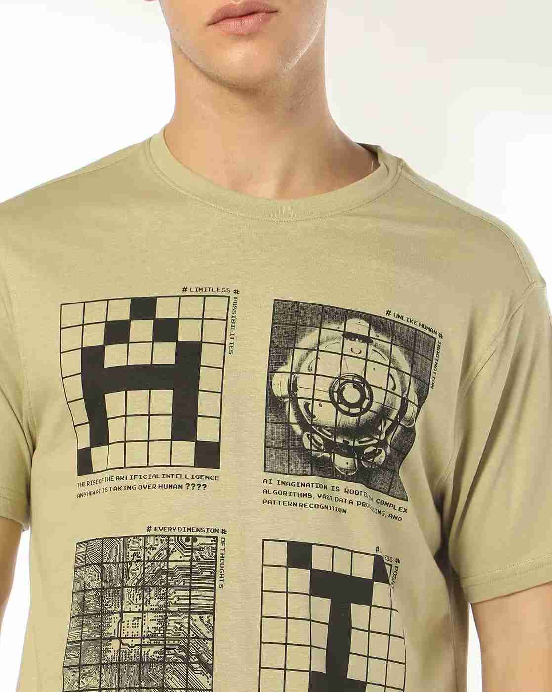 DNMX | Men Graphic Print Regular Fit Crew-Neck T-Shirt|3