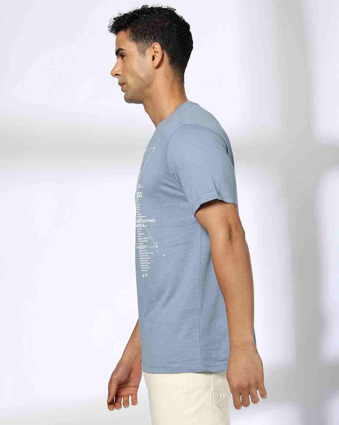 DNMX | Men Typographic Print Regular Fit Cotton Crew-Neck T-Shirt|1