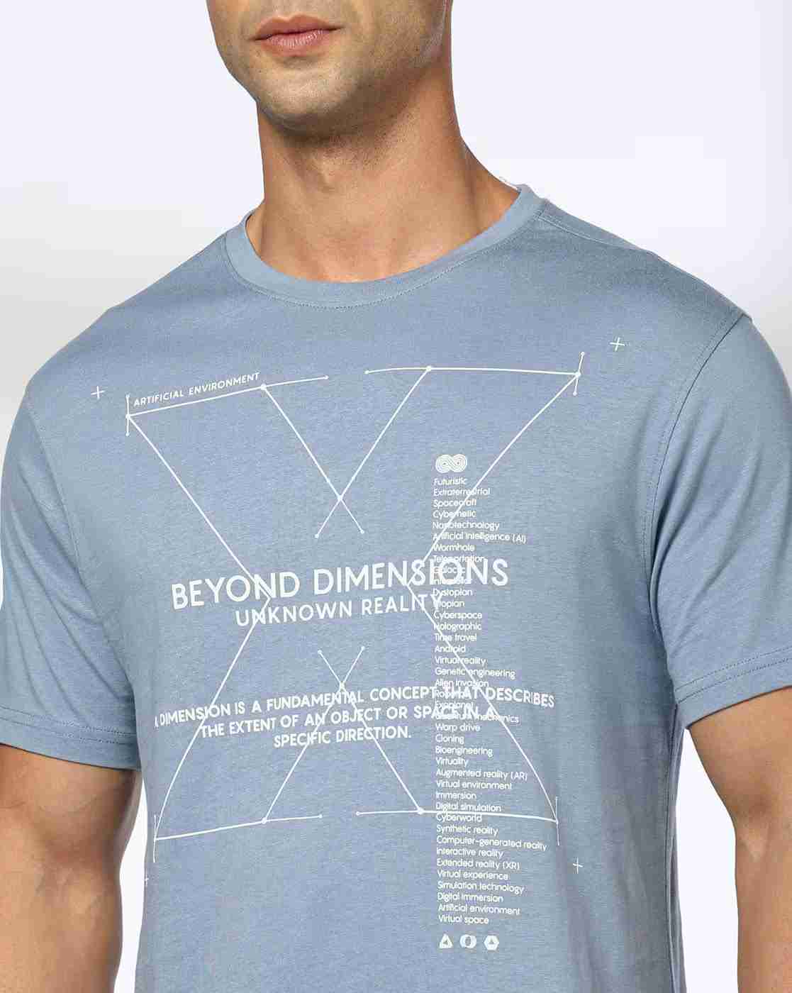 DNMX | Men Typographic Print Regular Fit Cotton Crew-Neck T-Shirt|3