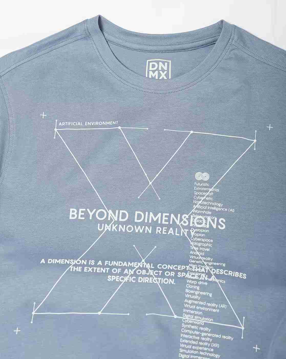 DNMX | Men Typographic Print Regular Fit Cotton Crew-Neck T-Shirt|4