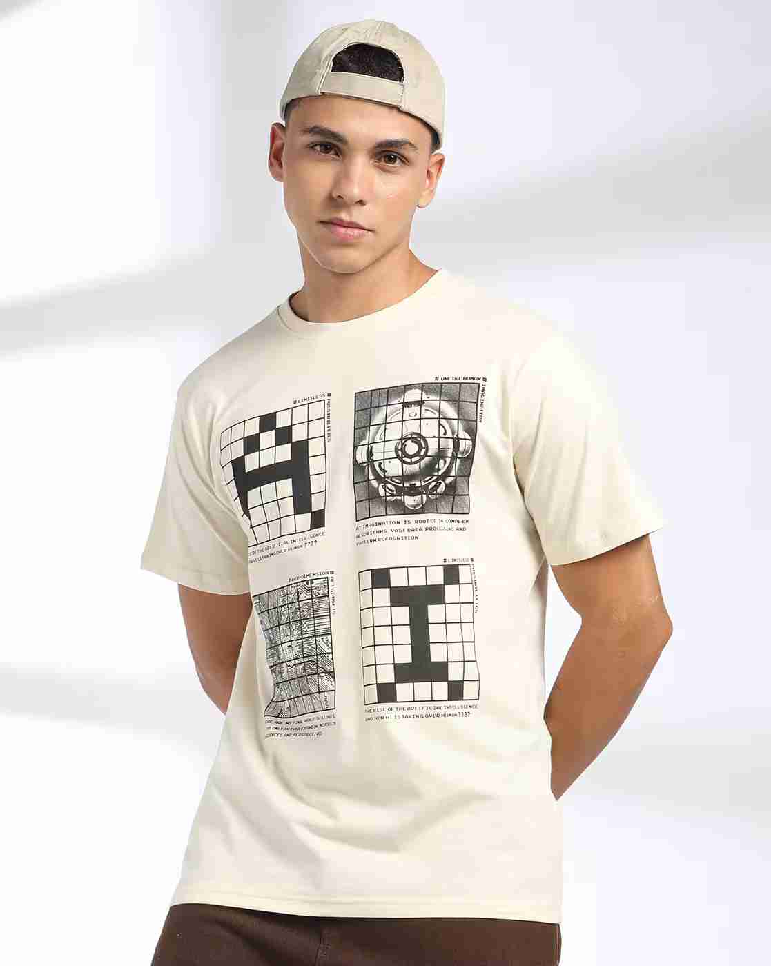 DNMX | Men Graphic Print Regular Fit Crew-Neck T-Shirt|0