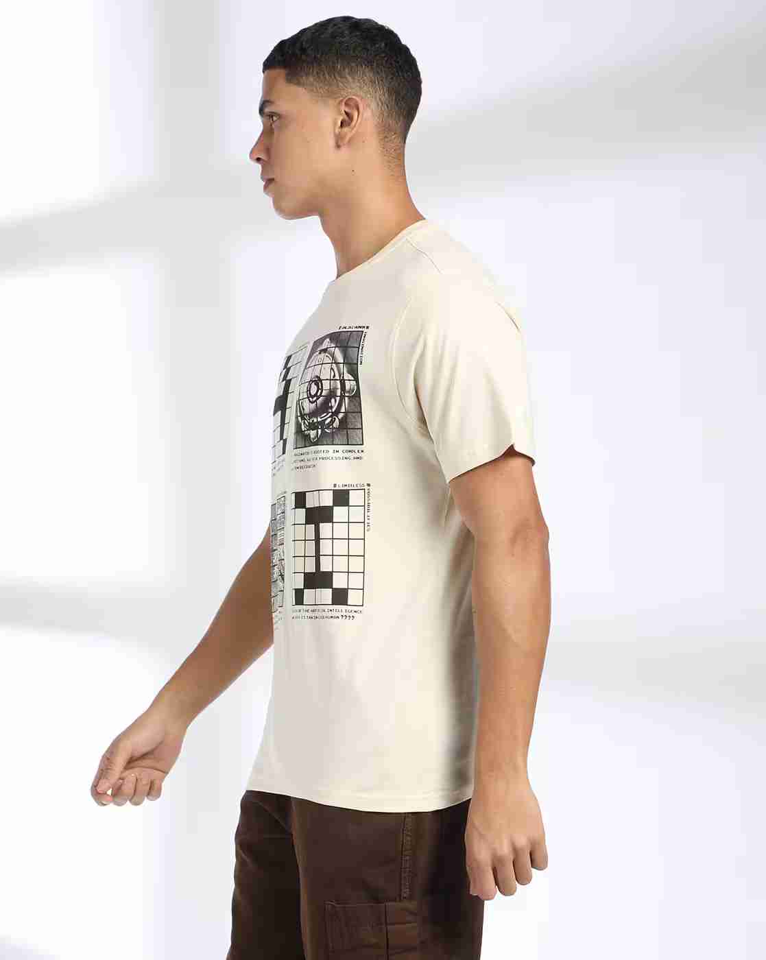 DNMX | Men Graphic Print Regular Fit Crew-Neck T-Shirt|2